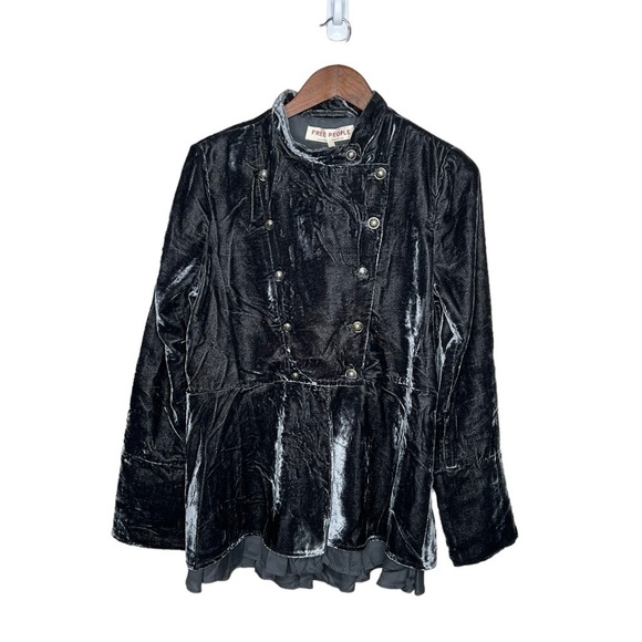 Free People Velvet Ebony Stunning Military Jacket - Picture 8 of 16